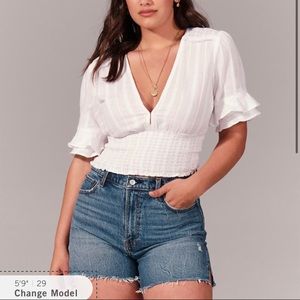 Abercrombie High Rise Denim Mom Shorts